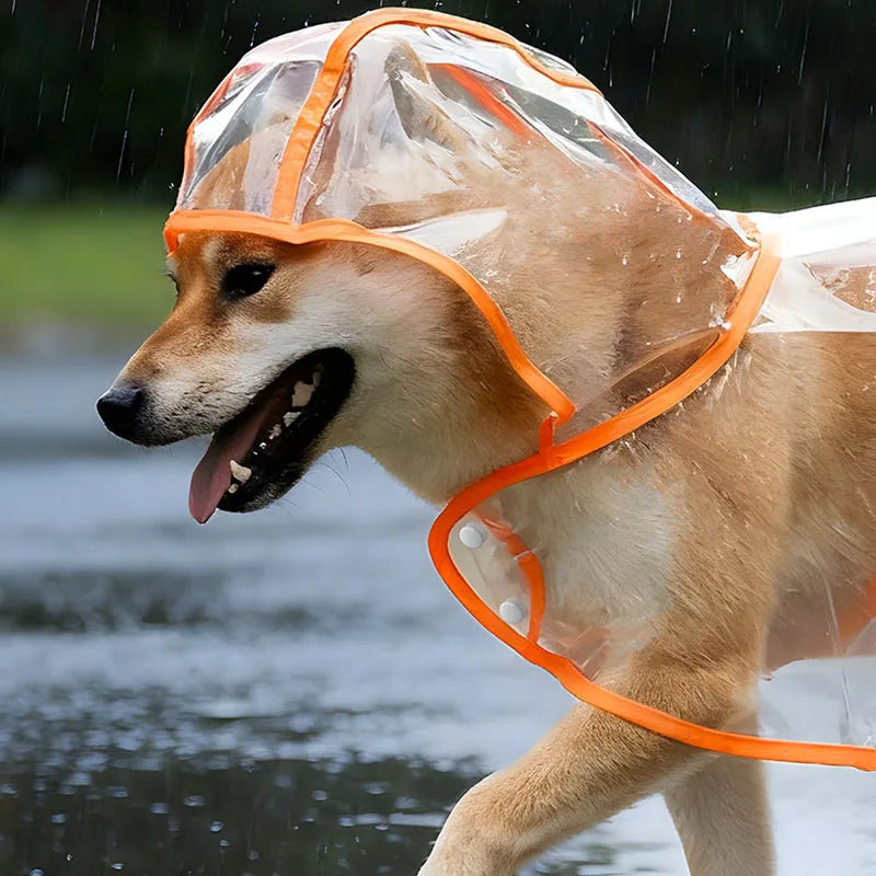 Clear Dog Rain Poncho — S to XL