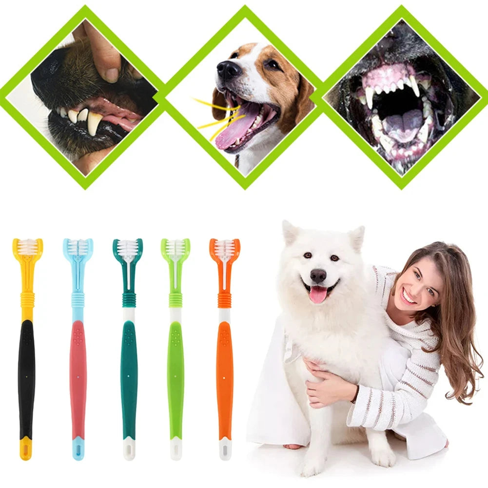 Triple-Head Pet Toothbrush