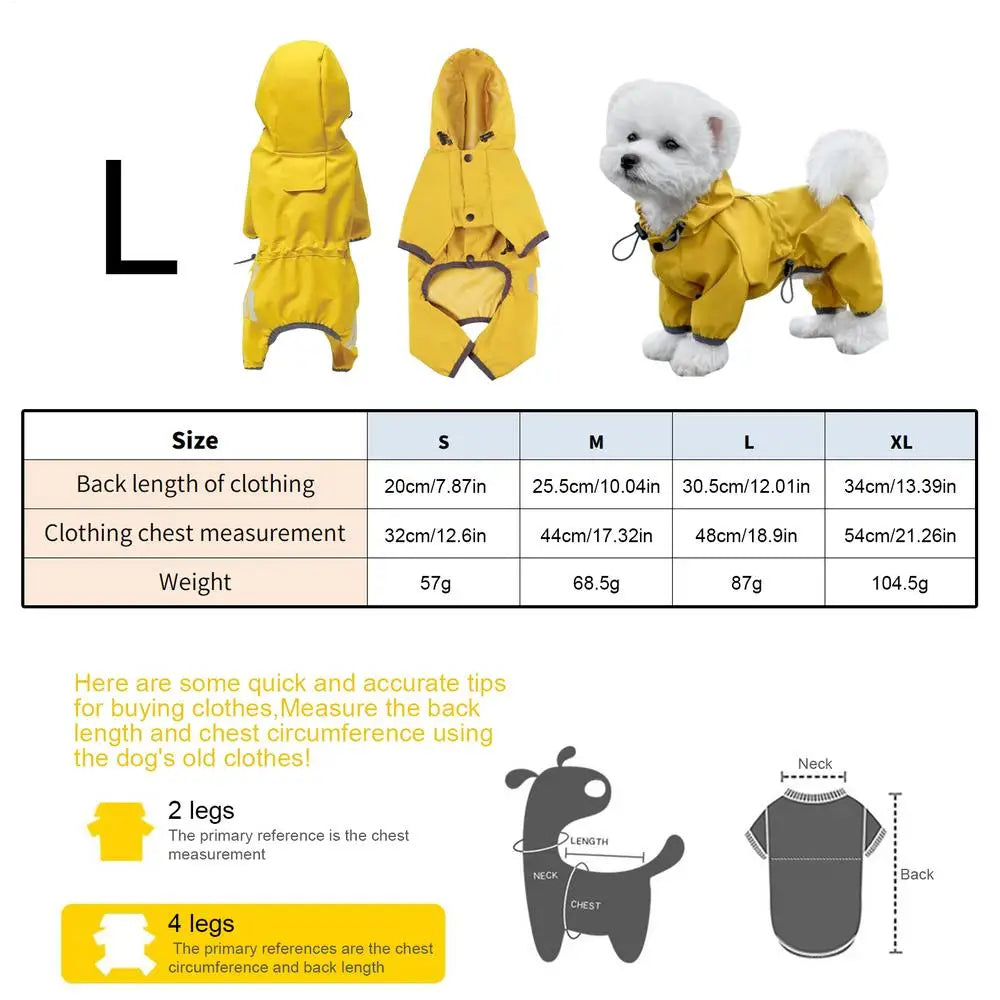 Hooded Dog Raincoat — High-Visibility Yellow