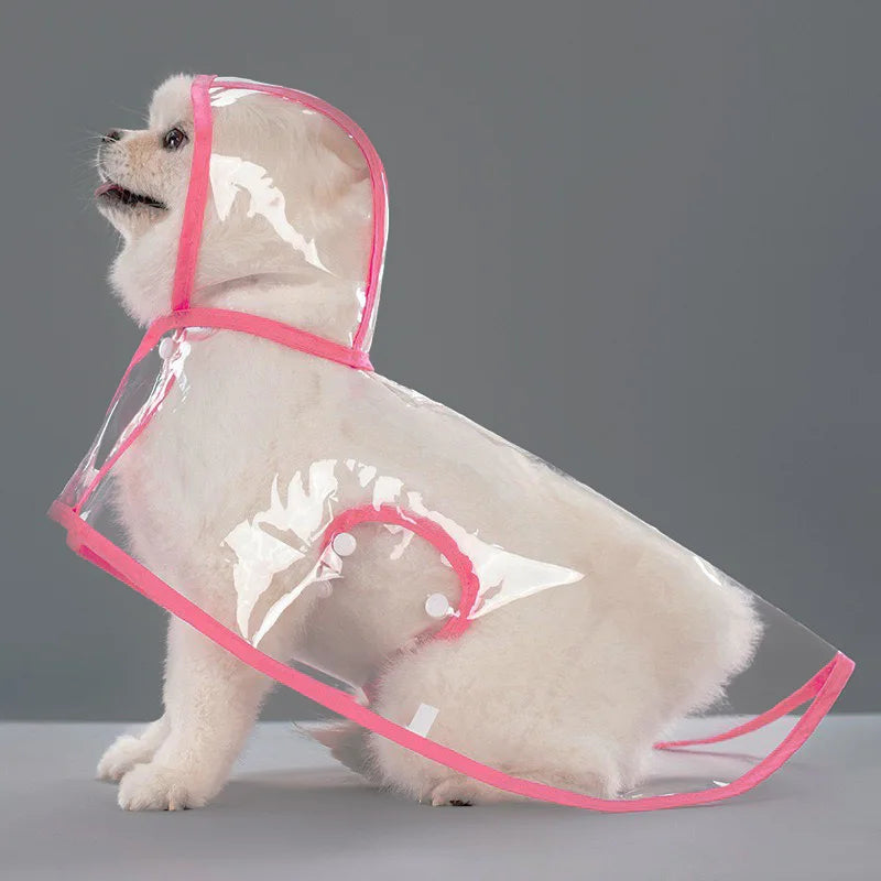 Clear Hooded Dog Raincoat