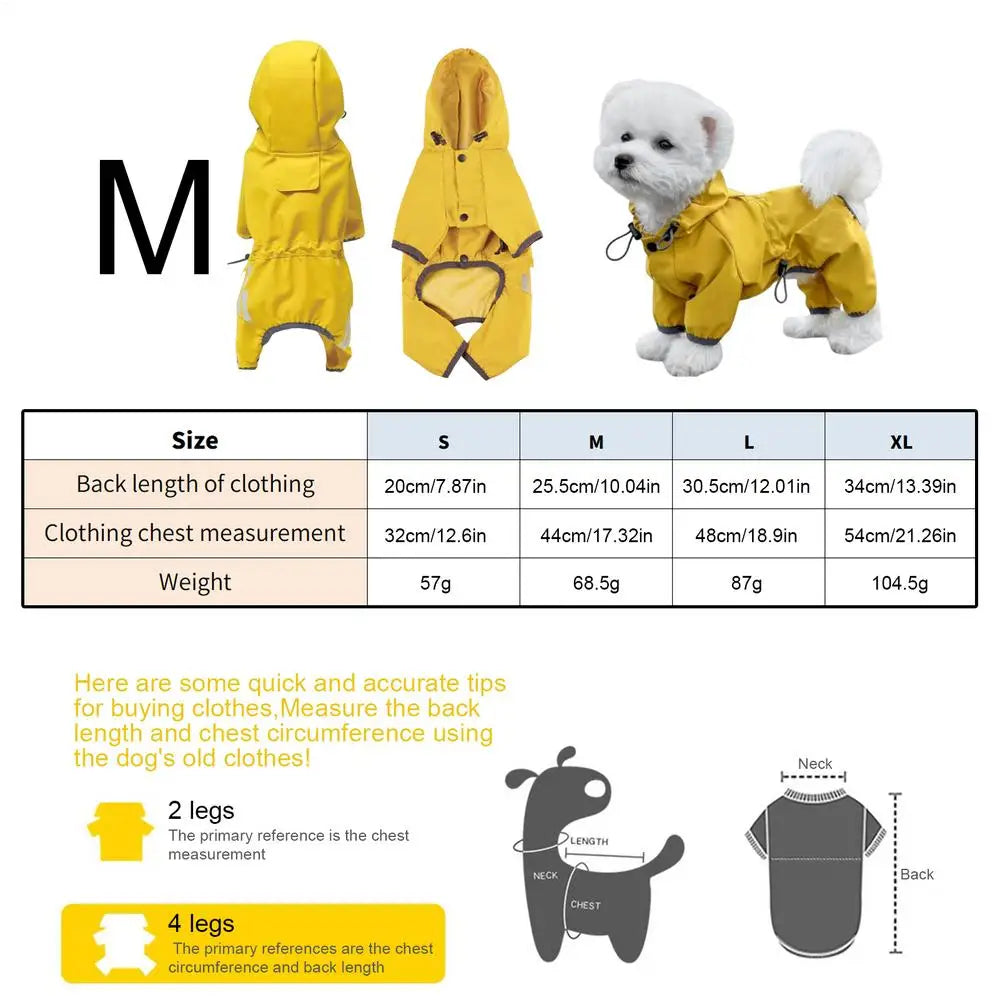 Hooded Dog Raincoat — High-Visibility Yellow