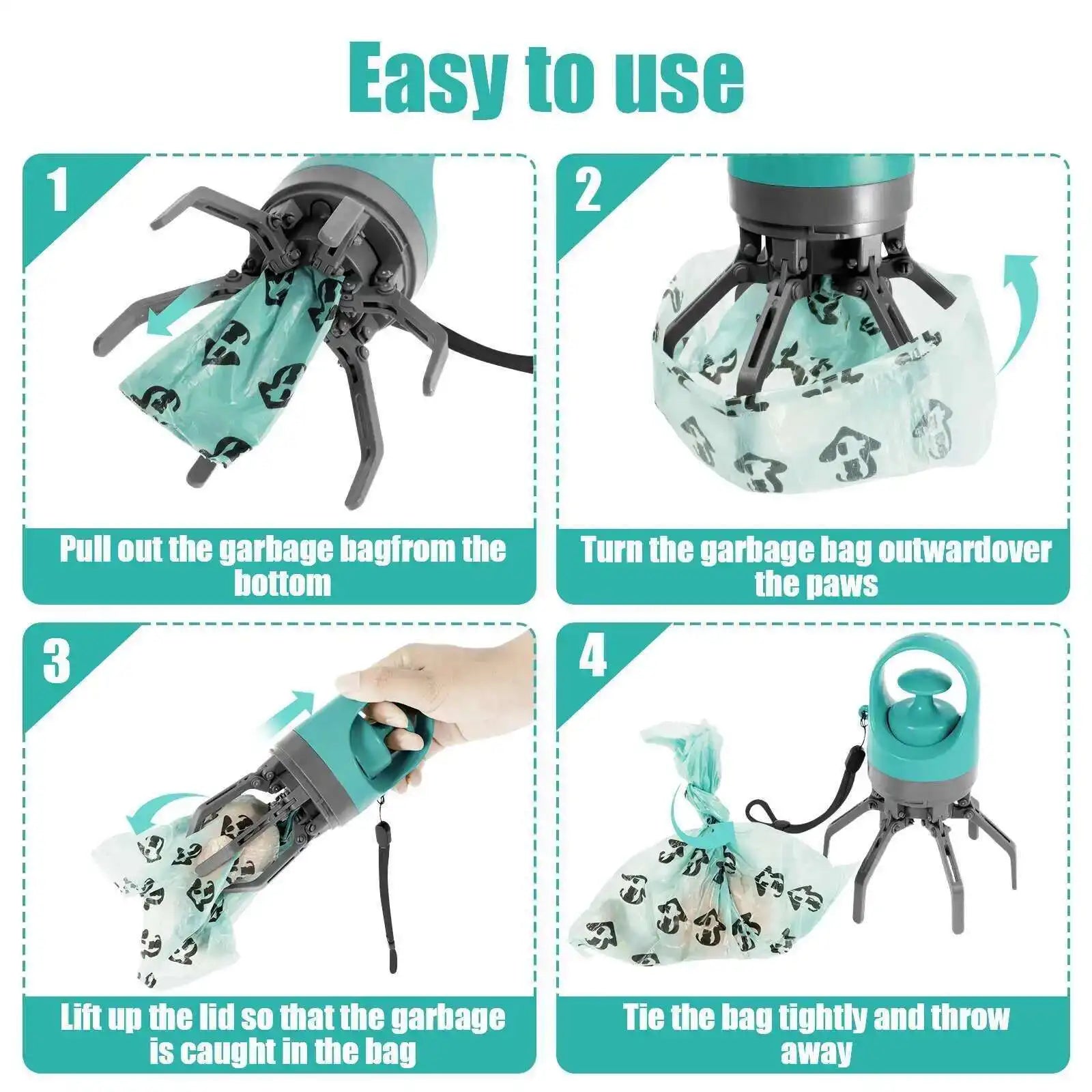 No-Touch Dog Poop Scooper with Bag Dispenser