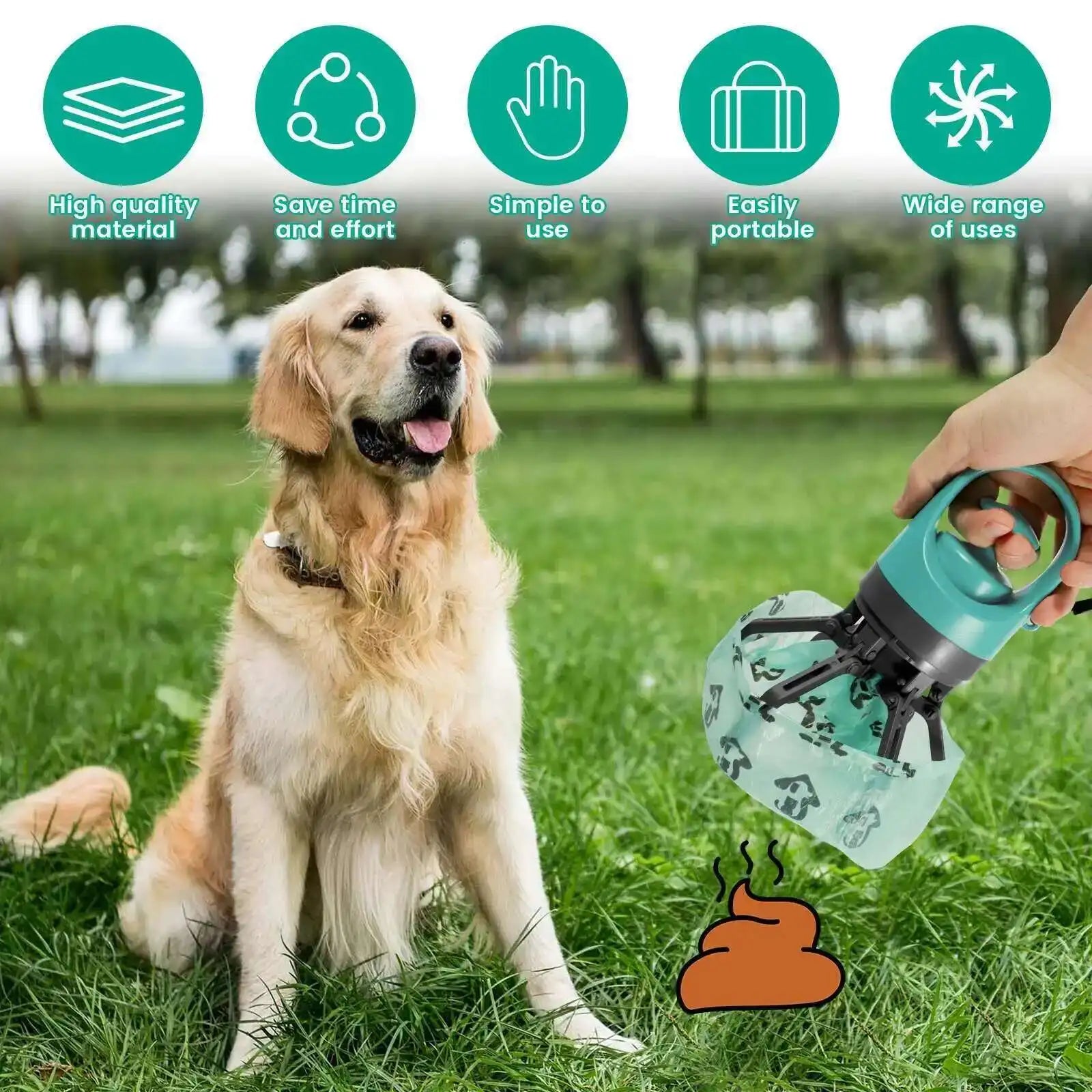 No-Touch Dog Poop Scooper with Bag Dispenser