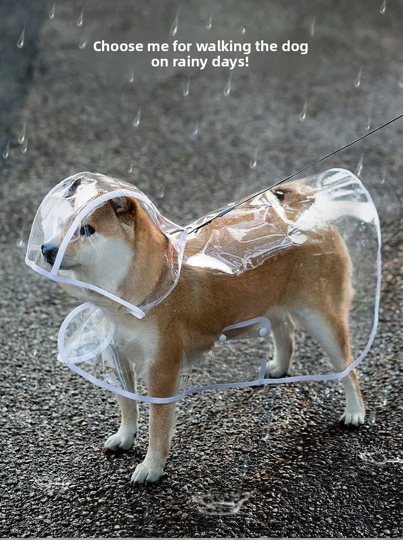 Clear Hooded Dog Raincoat
