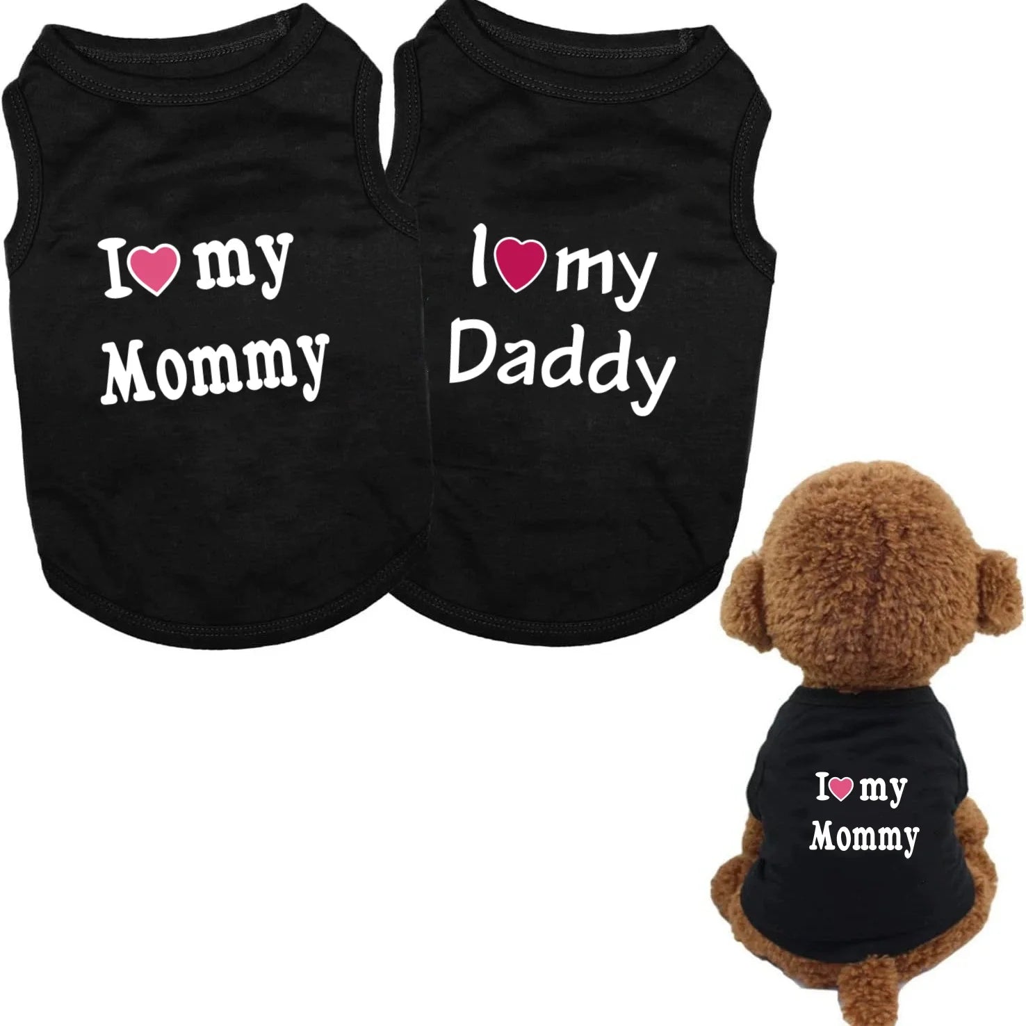 1pc  Pet dog vest T-shirt, I love dad/mom vest, small cat dog cat vest suitable for Yorkshire chihuabao poodle