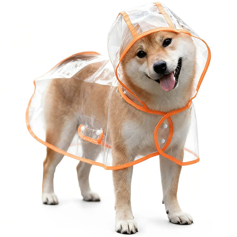 Clear Dog Rain Poncho — S to XL