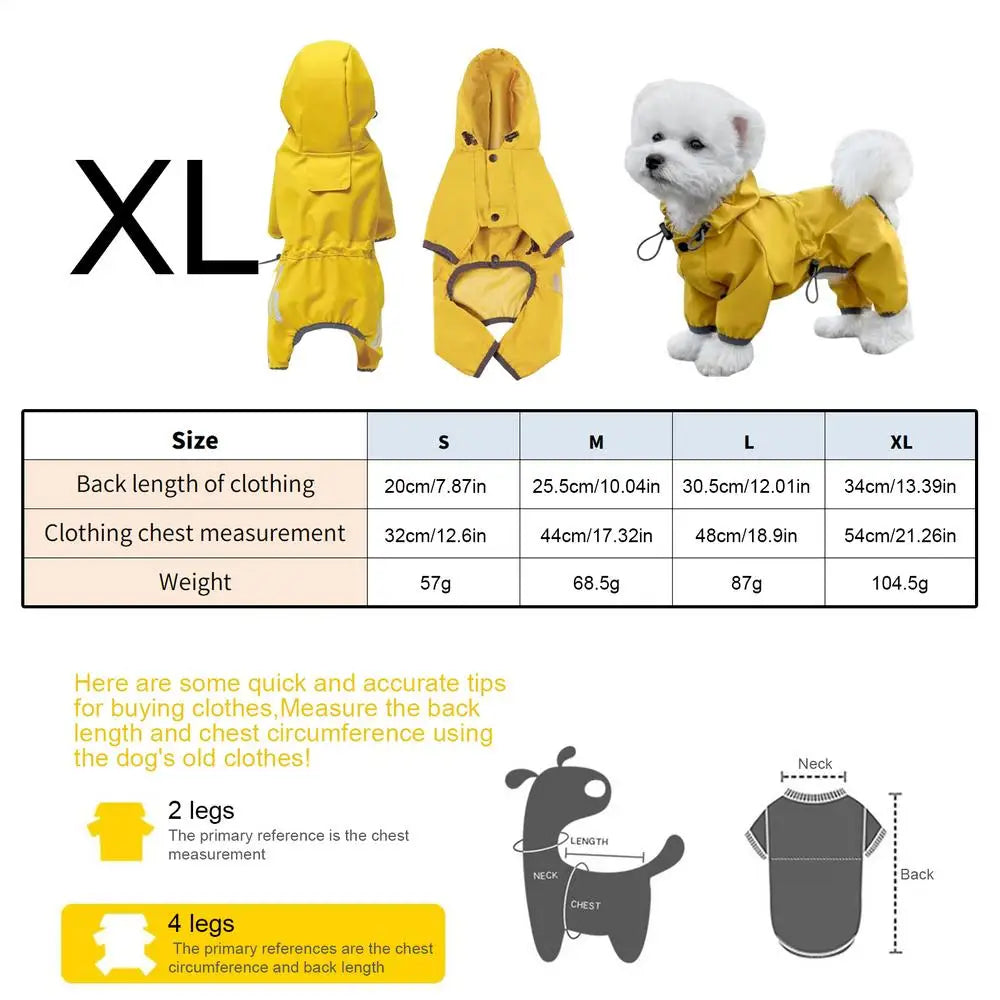 Hooded Dog Raincoat — High-Visibility Yellow