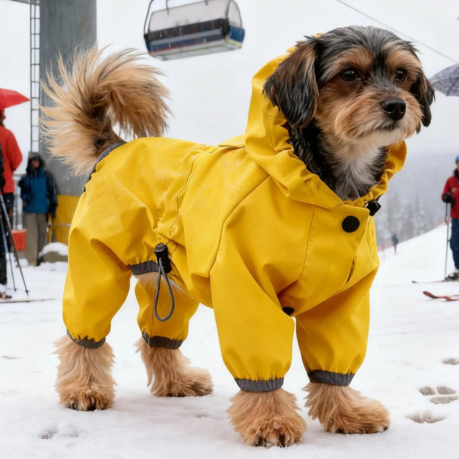 Hooded Dog Raincoat — High-Visibility Yellow