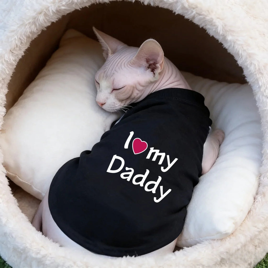 1pc  Pet dog vest T-shirt, I love dad/mom vest, small cat dog cat vest suitable for Yorkshire chihuabao poodle
