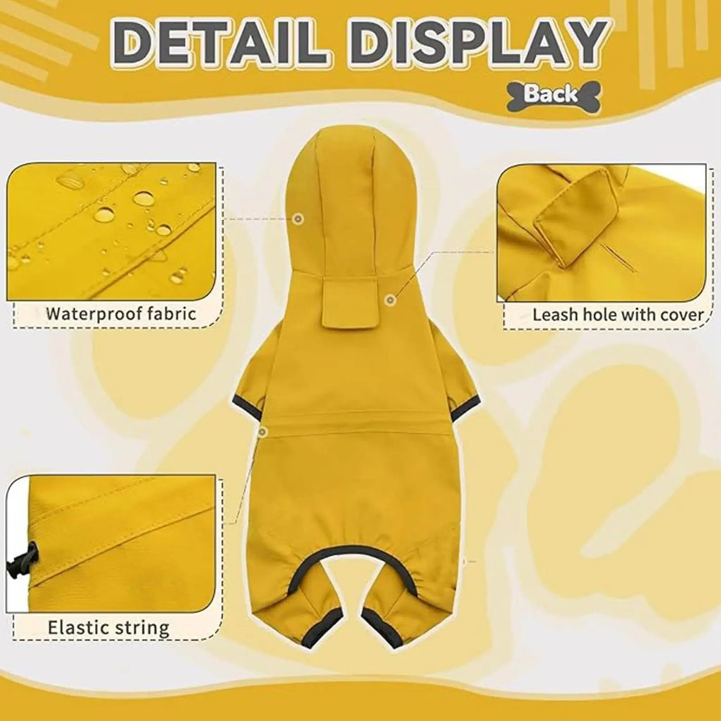 Hooded Dog Raincoat — High-Visibility Yellow