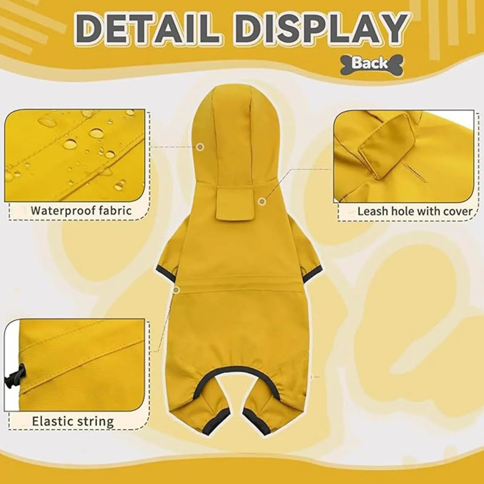 Hooded Dog Raincoat — High-Visibility Yellow