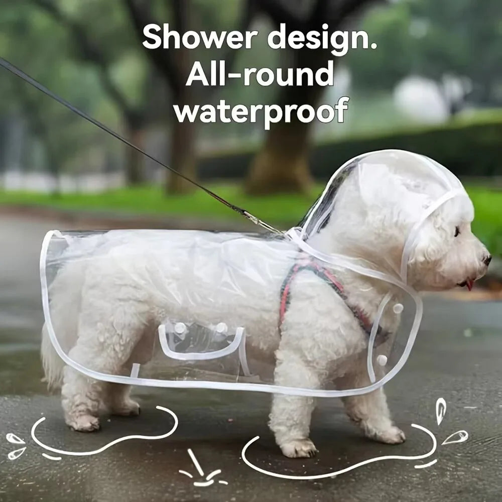 Clear Hooded Dog Raincoat