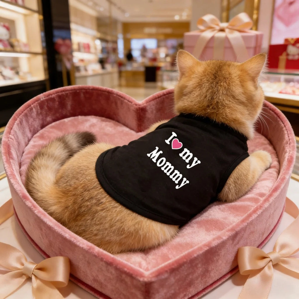 1pc  Pet dog vest T-shirt, I love dad/mom vest, small cat dog cat vest suitable for Yorkshire chihuabao poodle