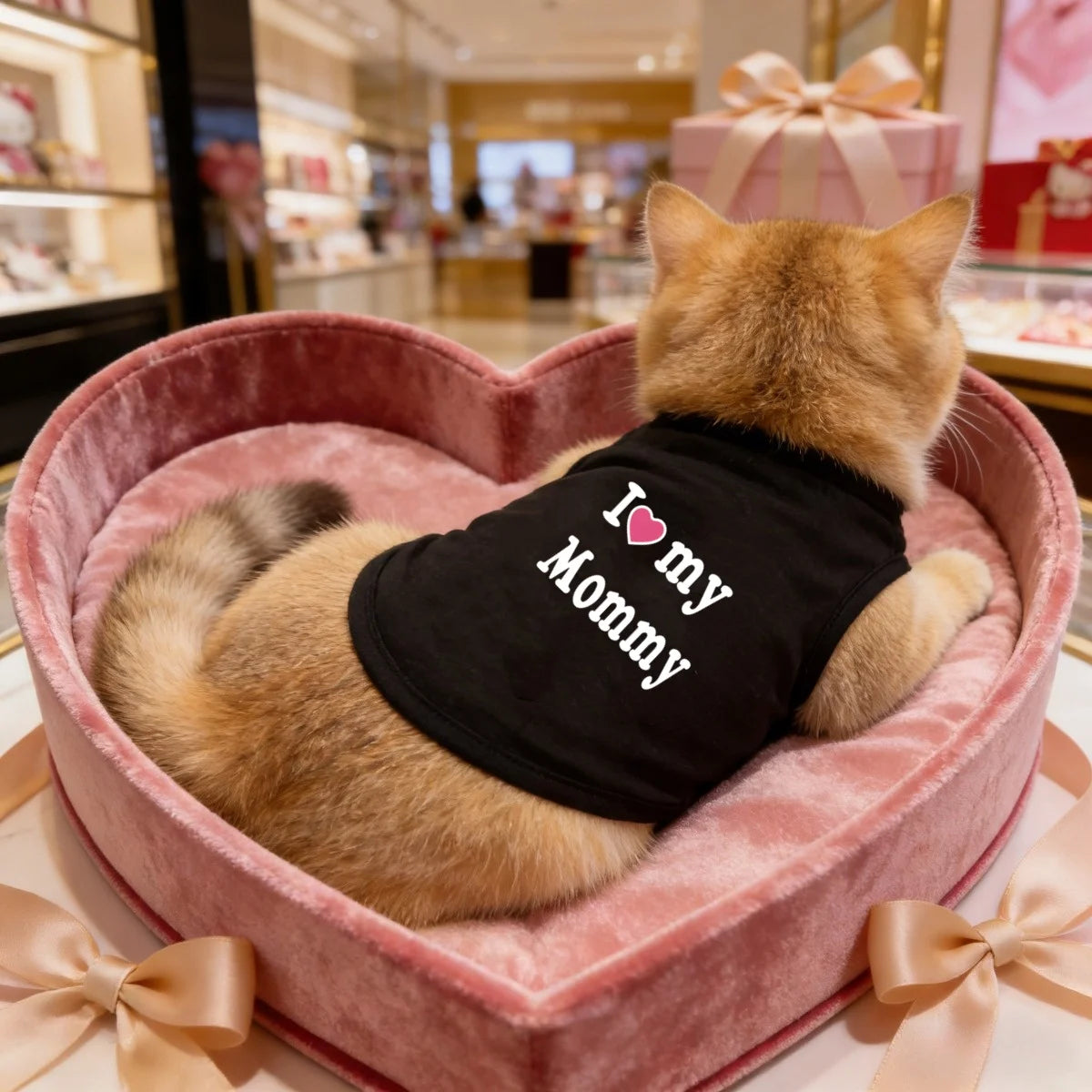 1pc  Pet dog vest T-shirt, I love dad/mom vest, small cat dog cat vest suitable for Yorkshire chihuabao poodle