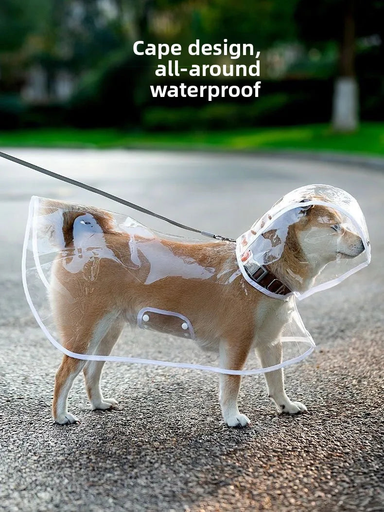 Clear Hooded Dog Raincoat