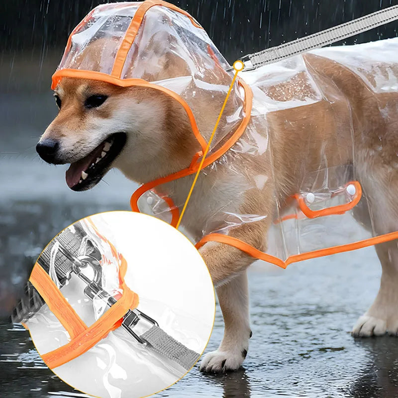 Clear Dog Rain Poncho — S to XL