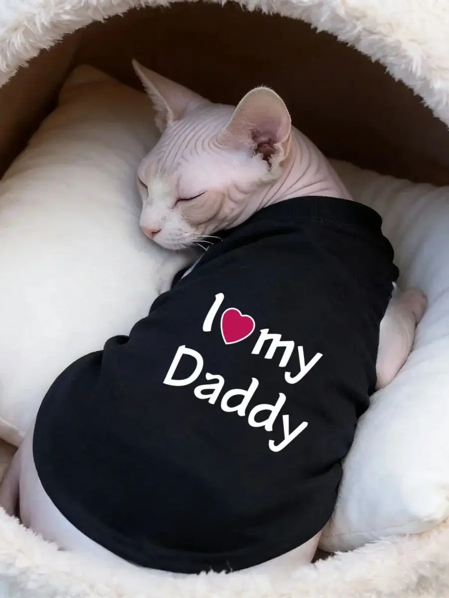 1pc  Pet dog vest T-shirt, I love dad/mom vest, small cat dog cat vest suitable for Yorkshire chihuabao poodle