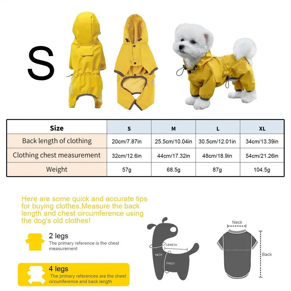 Hooded Dog Raincoat — High-Visibility Yellow
